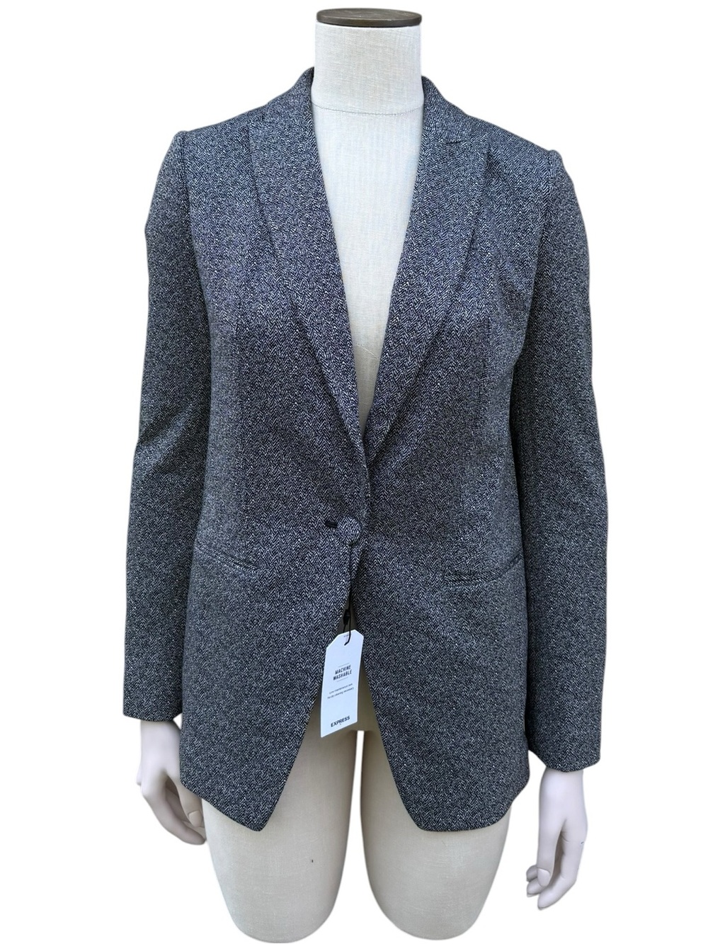 Express Black and White Textured Blazer